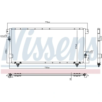 Imagen de NISSENS 940838 Condensador sin secador Aluminio 732 R 134 a