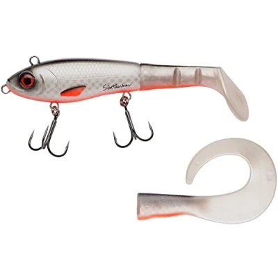 Imagen de Abu Garcia Svartzonker McHybrid Señuelo de Pesca para Lucio, híbrido Duro y Suave, Cebo suministrado con Cola Remo rizada