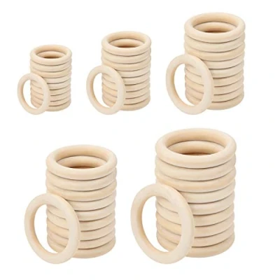 Imagen de Belle Vous Aros de Madera para Manualidades (Pack 50) Anillas Natural Tamaños Variados (70 mm, 65 50 40 30 mm) Pack Bricolaje, Decorar el Hogar, Joyas, Conectores Pendientes
