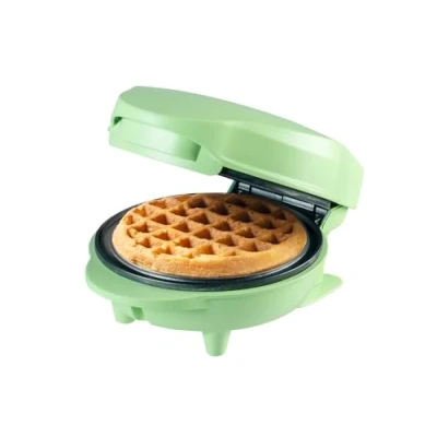 Imagen de Bestron mini gofrera, Gofrera muñeco de nieve con revestimiento antiadherente, para fiestas cumpleaños infantiles, celebraciones familiares, Pascua o Navidad, diseño retro, Color: Verde Mate