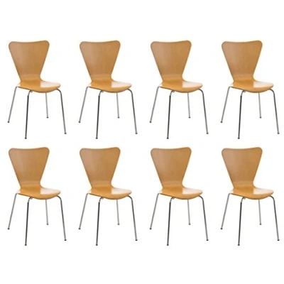 Imagen de Set de 8 Sillas Comedor Calisto I Juego 8X Cocina con Asiento Madera Visitas Apilables Color:, Color:Natura