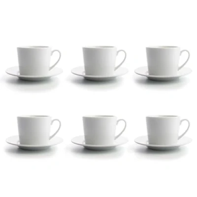 Imagen de Quid Renova Tazas, Porcelana, Color Blanco, Estándar, juego de 6 tazas x 20 cl con platillo