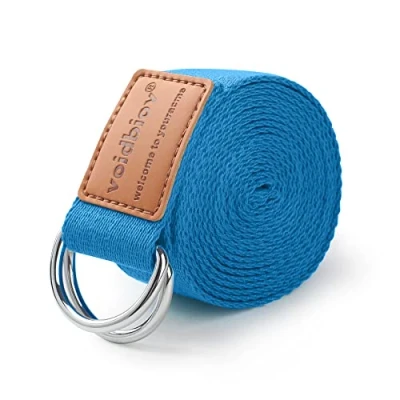 Imagen de Correa de Estiramiento Yoga 1.85 2.5M，de Cordones con Hebilla Anillo en D algodón Natural, Fija la Postura para Mejorar flexibilidad del Cuerpo y Ayudar al Muscular