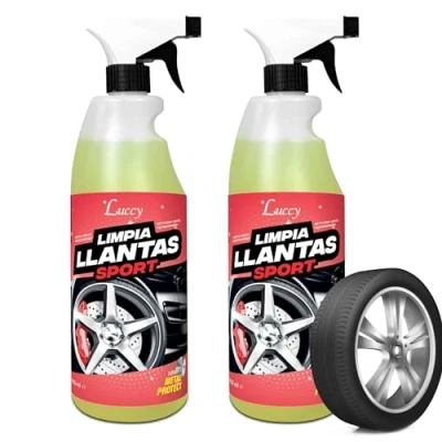 Imagen de LUCCY Limpia Llantas Fórmula Metal Protect PH Neutro 2 Litros Triple Acción Limpia, Abrillanta y Protege