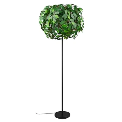 Imagen de Reality Leuchten Lámpara de pie LEAVY R40463015, metal negro mate, láminas plástico verde, exc. 3x E14
