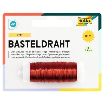 Imagen de Folia 79220 Hilo de Cobre 0,3 mm x 80 M para Manualidades, Rojo