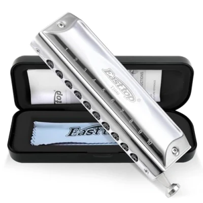 Imagen de East top Armónica cromática profesional 10 agujeros 40 tonos en C, instrumento con estuche de grado superior para adultos, jugador profesional, principiante, estudiantes, como regalo cumpleaños