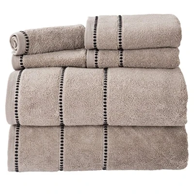 Imagen de Lavish Home Juego de Toallas algodón 6 Piezas, Accesorios baño con 2 baño, Mano y paños Lavado, Secado rápido (Gris Pardo)