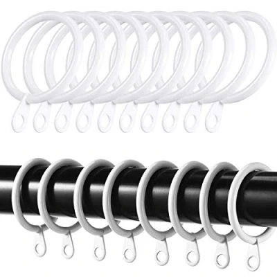 Imagen de iPEAK 36 anillos de cortina blancos 38 mm diámetro interno, cortinas metal, ganchos grandes para colgar barras cortina, gancho poste (blanco)