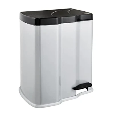 Imagen de Keeeper Cubo de Basura con 2 Compartimentos, 7 l + 15 l, Gunnar, PP, Plateado (Light Silver)
