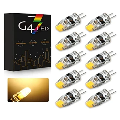 Imagen de G4 LED Bombilla, 2W Lámparas 200LM Blanco cálido 3000K, Equivalente a lámpara halógena de 20W, AC/DC 12 24V, Regulable, Sin parpadeo, Paquete 10