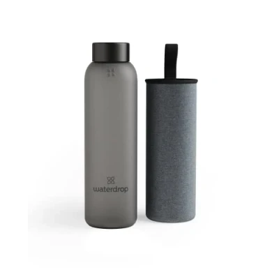 Imagen de waterdrop® Botella Agua Vidrio 600ml, Cristal Borosilicato, 100% Hermética, Segura Sin BPA: Para Niños. Gimnasio, Water Bottle, Cantimplora
