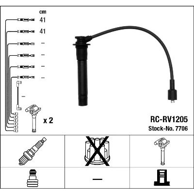 Imagen de NGK 7706 Juego de Cables Encendido 2 ROVER: 25 Hatchback