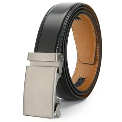 Imagen de Nelbons Cinturón Hombre, Ajustable de Trinquete Hebilla Automática Ancho 3,5cm