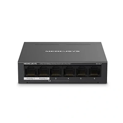 Imagen de Mercusys MS106LP Switch de Escritorio 6 Puertos a 10/100 Mbps con 4 PoE+