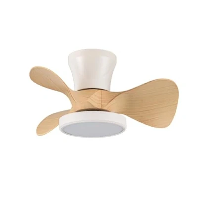 Imagen de wonderlamp Ventilador de techo pequeño ø56cm LED Merial Blanco+Haya CCT 3000 4000 6000K 20W con Temporizador y Mando