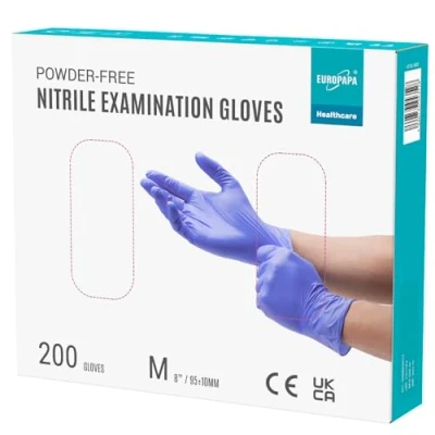 Imagen de EUROPAPA® 200 Guantes De Nitrilo Desechables Que Cumplen Las Normas EN455 EN374, Sin Polvo Ni LÁTex, Disponibles En Tallas S, M, L Y XL (M, Morado)