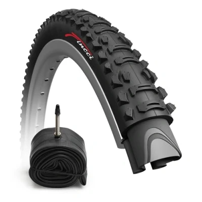 Imagen de Fincci Cubierta MTB 26, Plegable Neumático Bicicleta 26 x 1.95 Pulgadas 60 TPI Camara Presta, Goma 50 559 para Carretera Bici, Ebike Pack de componentes Ciclismo