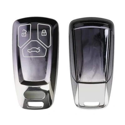 Imagen de kwmobile Carcasa para Mando Compatible con Audi Llave de Coche Smartkey 3 Botones (Solo Keyless Go) Funda Llaves TPU Gris Oscuro/Plata