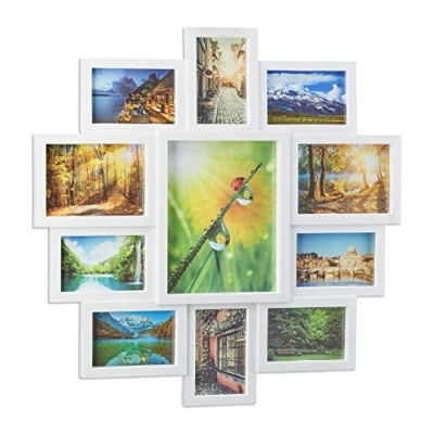 Imagen de Relaxdays Marco de Fotos Múltiple para 11 Fotografías, Blanco, 61.5x61.5x2 cm