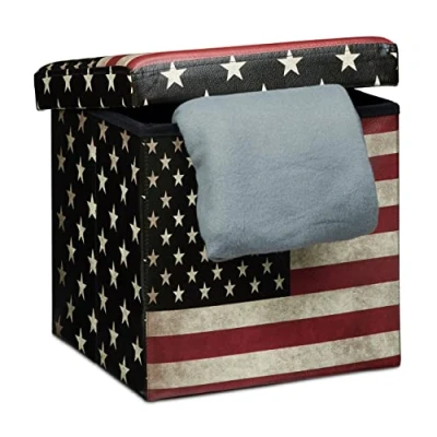 Imagen de Relaxdays Banco/Cofre, Piel sintética, Multicolor, 38D x 38W 38H cm