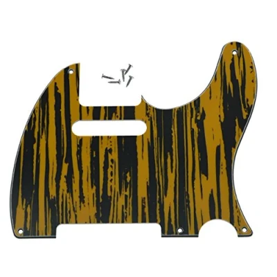 Imagen de KAISH American Vintage 5 agujeros Tele Golpeador TL guitarra Pick Guard Scratch Plate para Tele/Telecaster negro amarillo mimbre