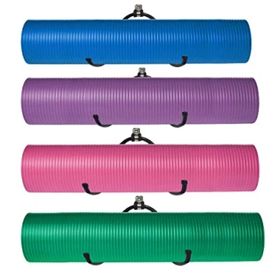 Imagen de estante de pared ajustable metal, para rodillo espuma, esterilla yoga,esterilla almacenamiento,soporte tu clase fitness o cuarto baño gimnasio en casa, 4 unidades
