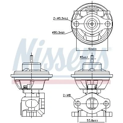 Imagen de NISSENS 98479 Válvula EGR neumático sin sensor, Unidad de control/software NO se debe actualizar, bypass depresión, cable, electrónica