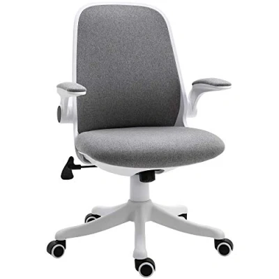 Imagen de Vinsetto Silla Giratoria de Oficina Escritorio Basculante Altura Ajustable con Reposabrazos Elevable Carga 120 kg para Despacho Dormitorio 62,5x60x94 104 cm Gris