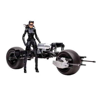 Imagen de McFarlane Figura de acción multiversa Toys DC y vehículo: Catwoman &amp; Batpod (The Dark Knight Rises)