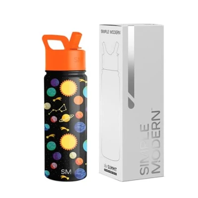 Imagen de Simple Modern Kids Water Bottle with Straw Lid Insulated Stainless Steel Reusable Tumbler for Toddlers, Girls, Boys Summit Collection 18oz, Solar System