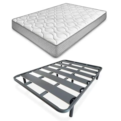 Imagen de amuéblate online Cama Completa con Colchón Carla Reversible + Somier de Láminas Reforzado 6 Patas Redondas Roscadas, 150 x 190