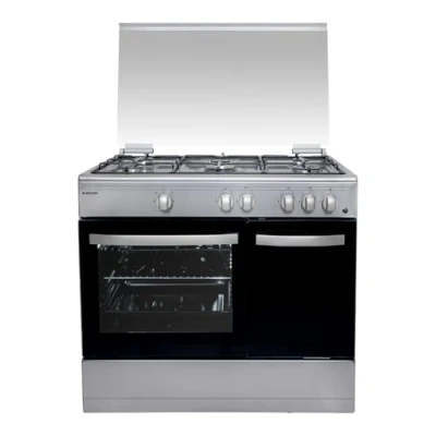 Imagen de Aspes Cocina Gas Butano 5 Zonas de Cocción, Horno 62 L, Inox AKGW5900PBX. Control Manual, Quemador WOK triple llama, 2 Programas Compartimento Bombona, Tapa Abatible