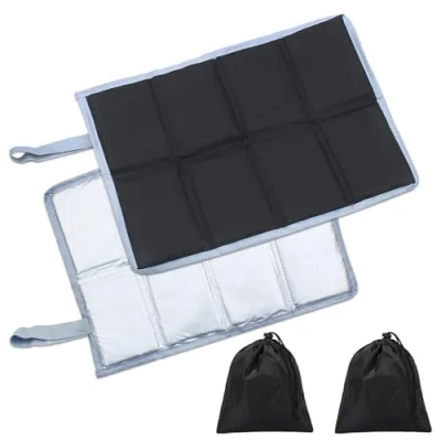 Imagen de 2 Pcs Esterilla Plegable,Estera Plegable Portáti con Bolsos de Almacenamiento,diseño del Amortiguador Estera Campestre Aire Libre Que Acampa Asiento Impermeable para Picnic 38 x 28cm