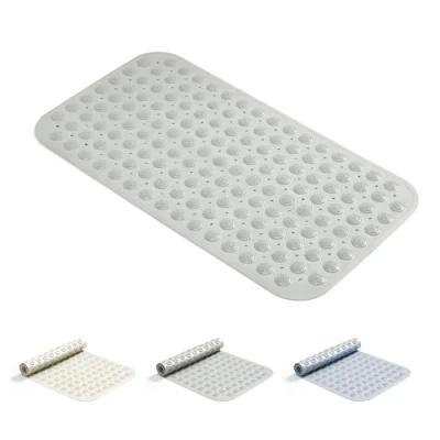 Imagen de Good Nite Alfombrilla de baño Larga Antideslizante con ventosas Extra Grandes para un Seguro, antimoho, Lavable a máquina, Parte Trasera Goma Gruesa Suave, 70 x 38 cm, Color Gris