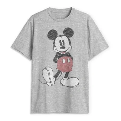 Imagen de Disney Camiseta de Mickey Mouse Aspecto Envejecido tamaño Completo, Gris Jaspeado, X Large Hombres