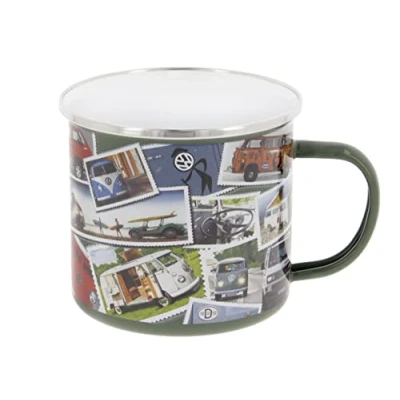 Imagen de BRISA VW Collection Volkswagen Taza Grande de Esmalte para cafété o Cappuccino T1 T3 Bus Camping (500 ml/Sellos/Colorido)