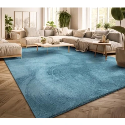 Imagen de TT Home Alfombra Salón Pelo Corto Monocolor Diseño Moderno Lavable Amarillo Dorado, Color: Azul Claro Turquesa, Tamaño:160x220 cm