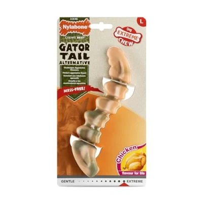 Imagen de Nylabone, Extremadamente Fuerte para Masticar, Cola de cocodrilo, Juguete Nylon Resistente, Sabor Pollo, Grande Perros hasta 23 kg