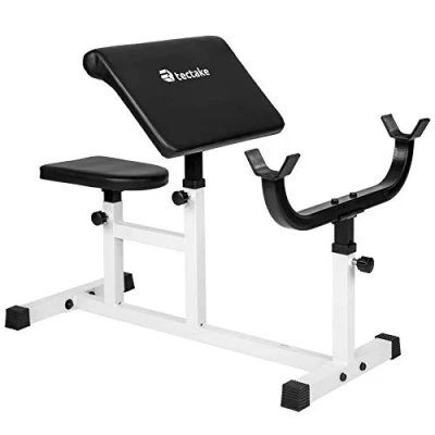 Imagen de TecTake Banco de bíceps curl apoyabrazos y asiento regulable casa aptitud capacidad carga 150 kg