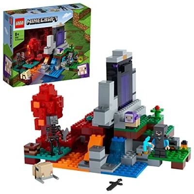 Imagen de LEGO 21172 Minecraft El Portal en Ruinas, Juego de Acción, Set Construcción para Niños 8 Años y Más con Mini Figuras Animales Juguete