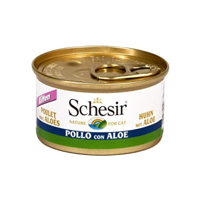 Imagen de Schesir Cat Jelly Kitten Filete de Pollo con Aloe Vera, Comida húmeda para Gatitos en Jalea, 24 latas x 85 g