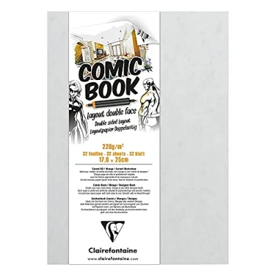 Imagen de Clairefontaine 975196C Libreta de doble cara (32 hojas, papel dibujo blanco, extra liso, 13 x 18 cm, 220 g, para dibujar con alcohol, tinta china y Line Art