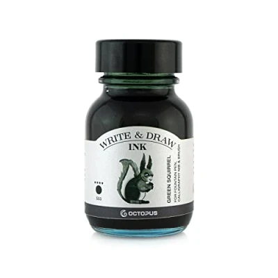 Imagen de Octopus Write and Draw Ink 553 Green Squirrel Tinta de caligrafía resistente al agua para escribir y dibujar (50 ml), color verde