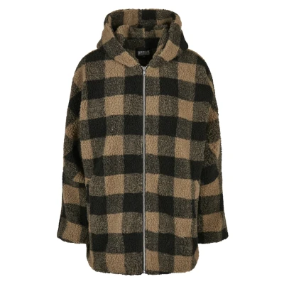 Imagen de Urban Classics Check Sherpa Abrigo de invierno, Mujer, Talla: 3XL, Softtaupe/black