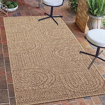 Imagen de Teppich Traum Alfombra In &amp; Outdoor pequeña 60x90 cm Aspecto de sisal Natural Beige marrón jardín terraza balcón