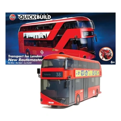 Imagen de Airfix QUICKBUILD Kit de Modelo vehículo, construcción autobuses Routmaster para niños a Partir 6 años, Juguetes y niñas, fabricación Modelos