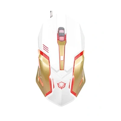 Imagen de MEETION Raton Gaming Mouse Ratón con Sensor Optico para Juegos 2400 DPI 6 Botones Cableado 1,50m.Ergonómico, Iluminacion LED MT M915 (Blanco)