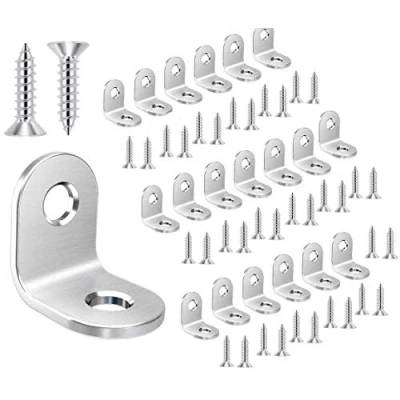 Imagen de Soporte de Esquina 90 Grados ángulo Acero Inoxidable en Forma L 25 Piezas Corner Brace con Tornillos 40 * 40mm (20 x 20 mm)