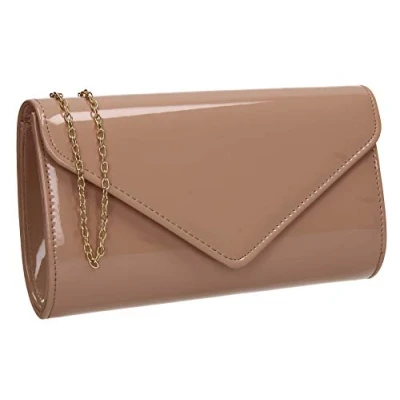 Imagen de SwankySwans Alisa Patent Party Prom Evening Clutch Bag, color carne, One Size